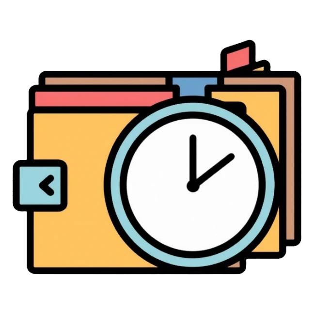 wallet next to a clock sticker