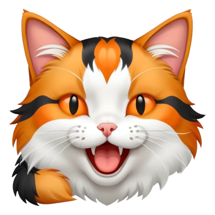 sleepy calico cat yawning sticker