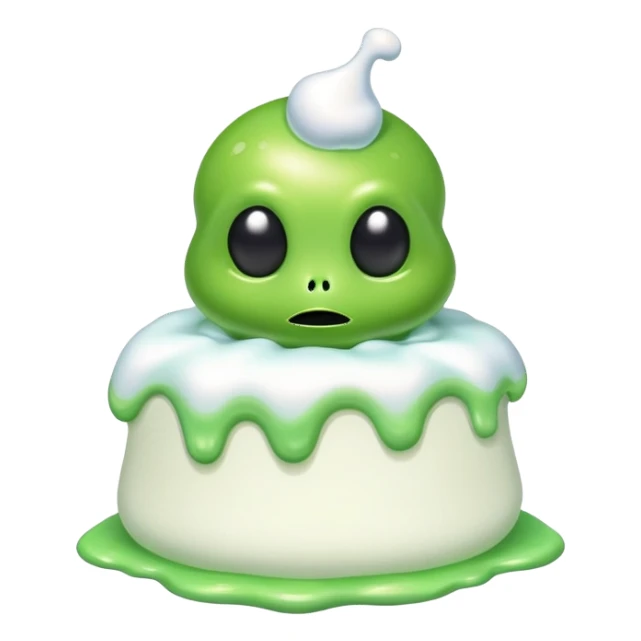 Melted marshmallows over a green alien  sticker