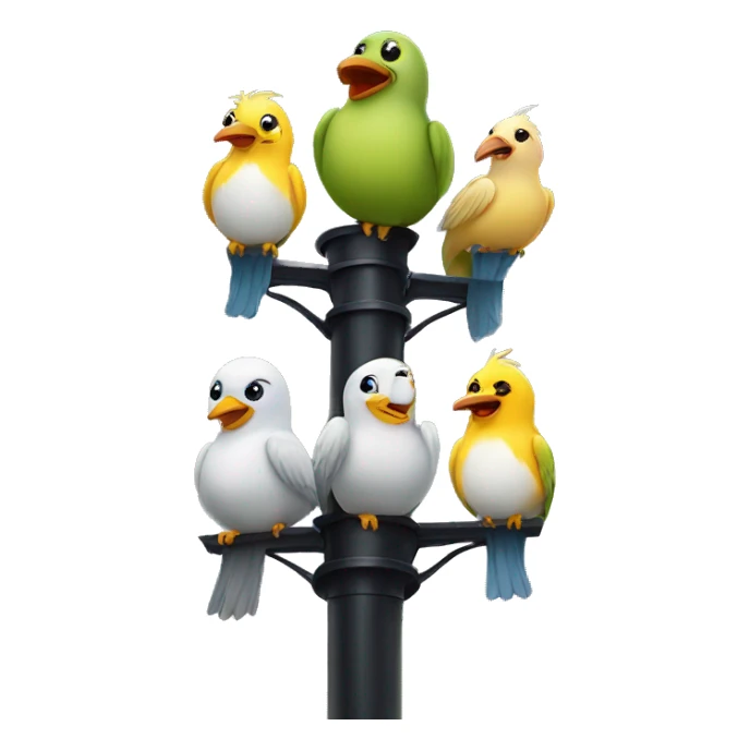 five birds on a lampost cable sticker