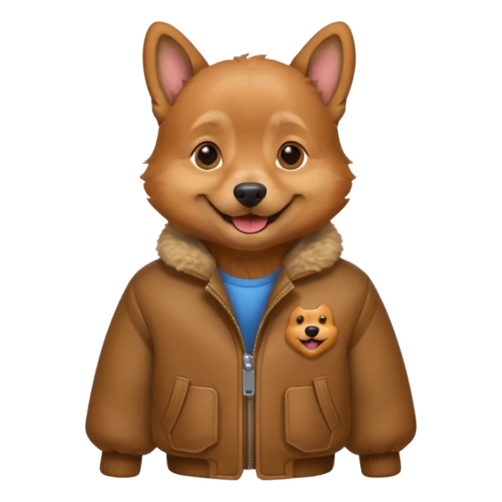 Dog with a a jacket sticker