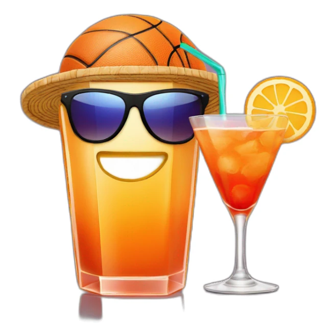 Basket ball sunglasses and drinking cocktail sticker
