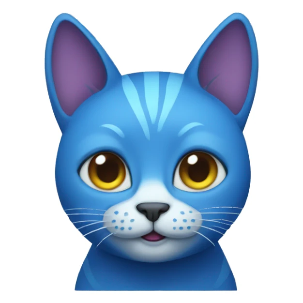 A blue cat with horns sticker