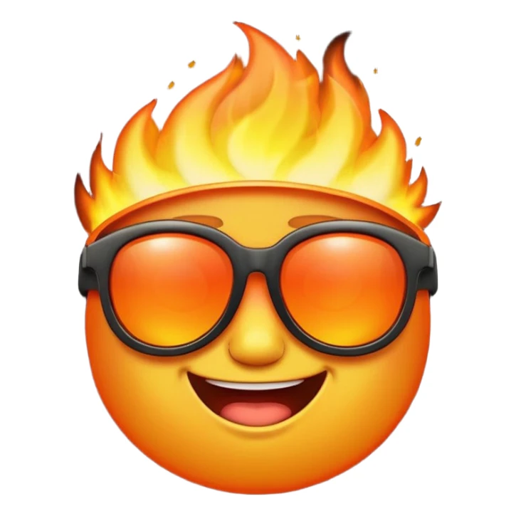 Make a fire emoji with sunglasses sticker
