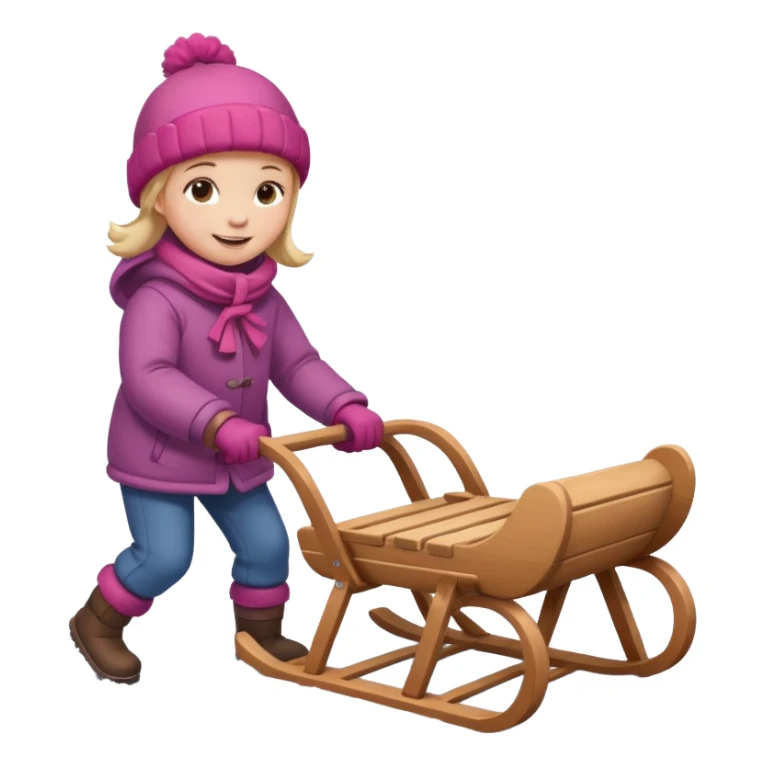 child pulling sled in snow sticker