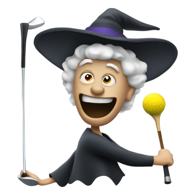Evil Witch named Peter swinging a golf driver sticker