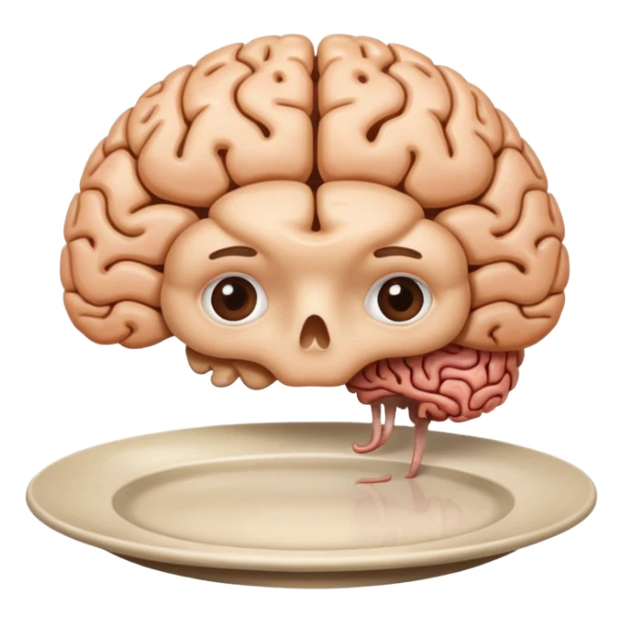 Brain on a plate next to head  sticker