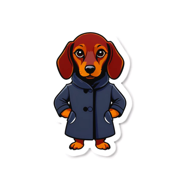 Red Dachshund in coat sticker