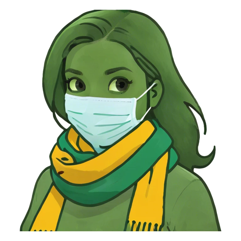 Girl with face mask sticker