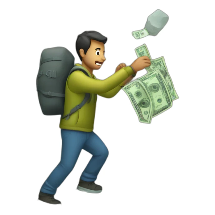Extracting money from a big mountain sticker