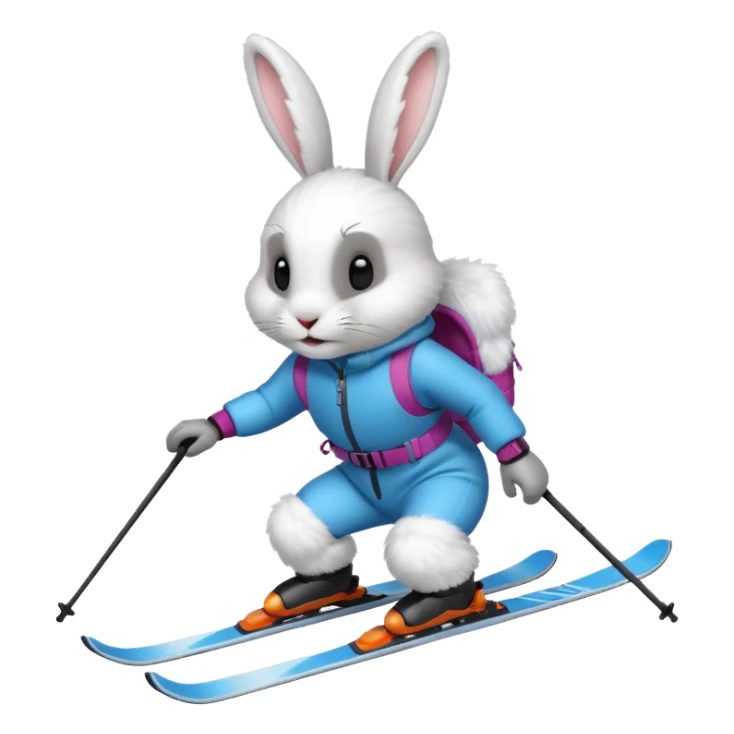 Rabbit skiing sticker