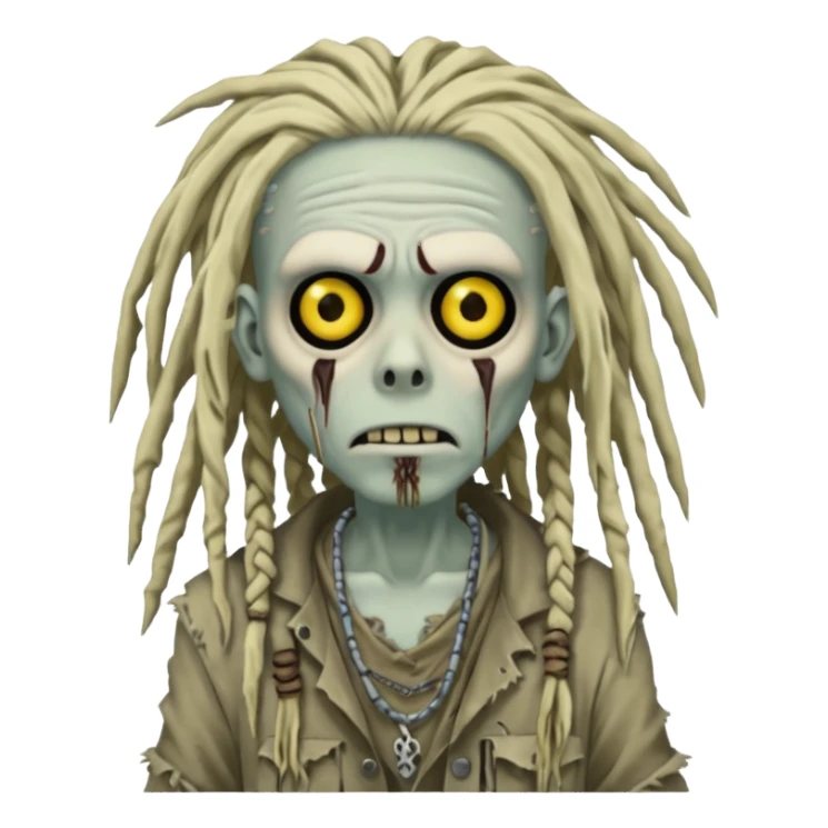 white zombie with dreads sticker