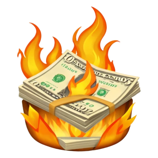 burning one money sticker