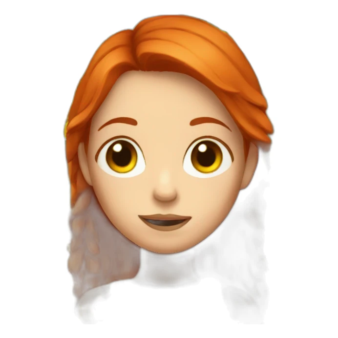 red-haired girl with a sunflower sticker