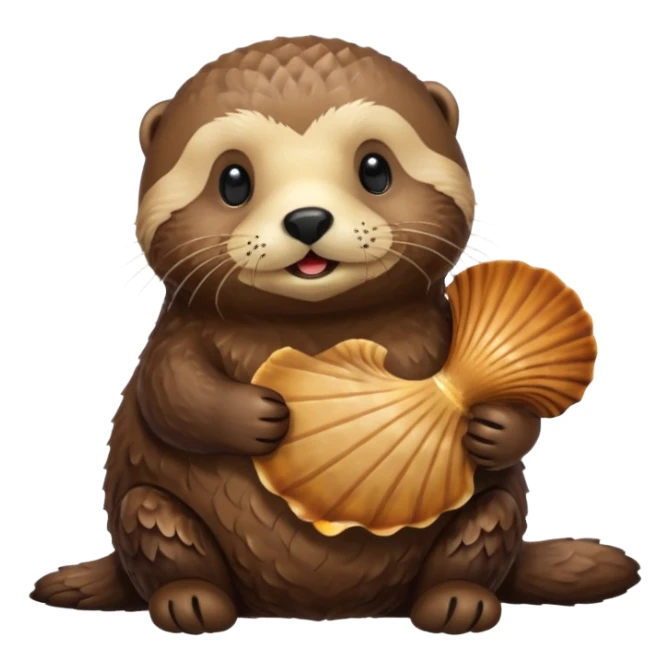 sea otter holding a scallop shell sticker