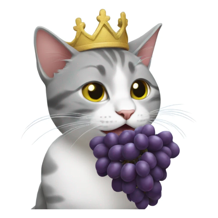 Cat eating grapes like a Queen sticker