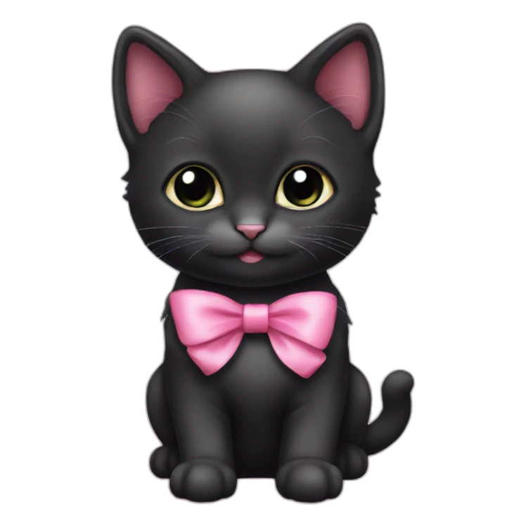 black kitten with pink bow sticker
