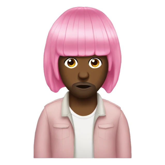 kanye west with a pink wig  sticker