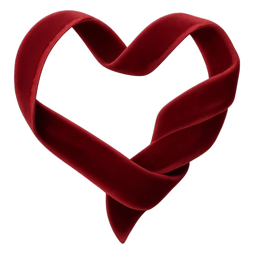 heart with a soft velvet ribbon sticker