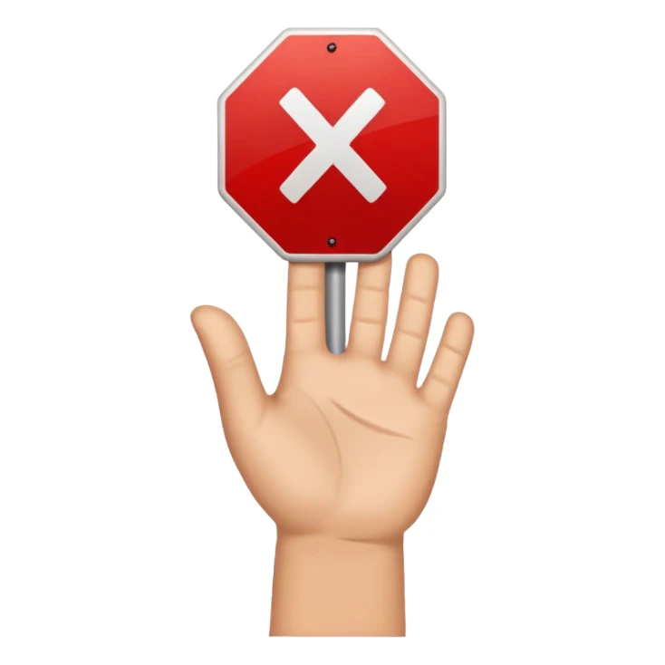 Hand NO,STOP,X sign sticker