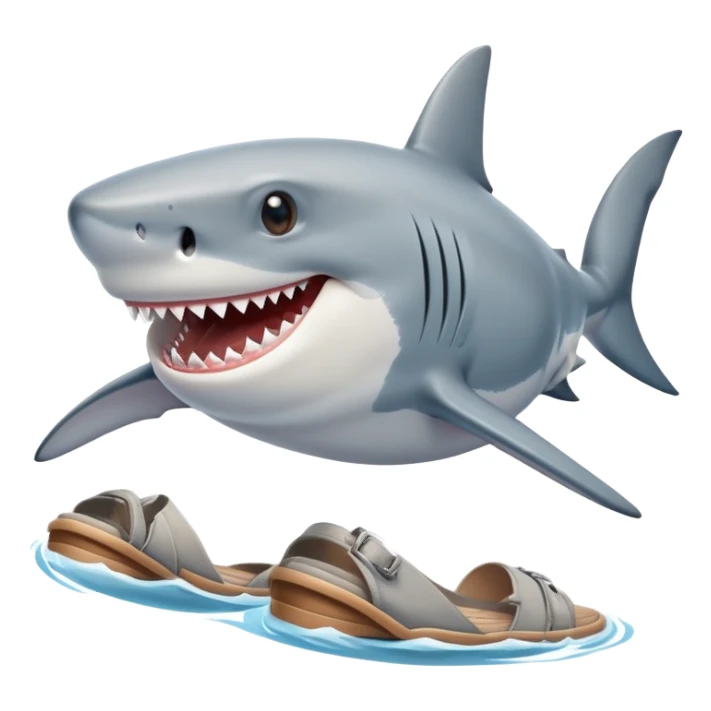 smiling shark with shoes sticker