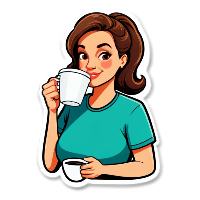 Mom drinking coffe sticker