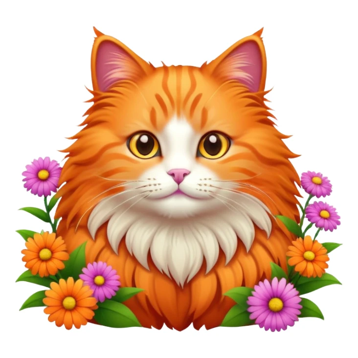 Orange cat cute with flowers  sticker