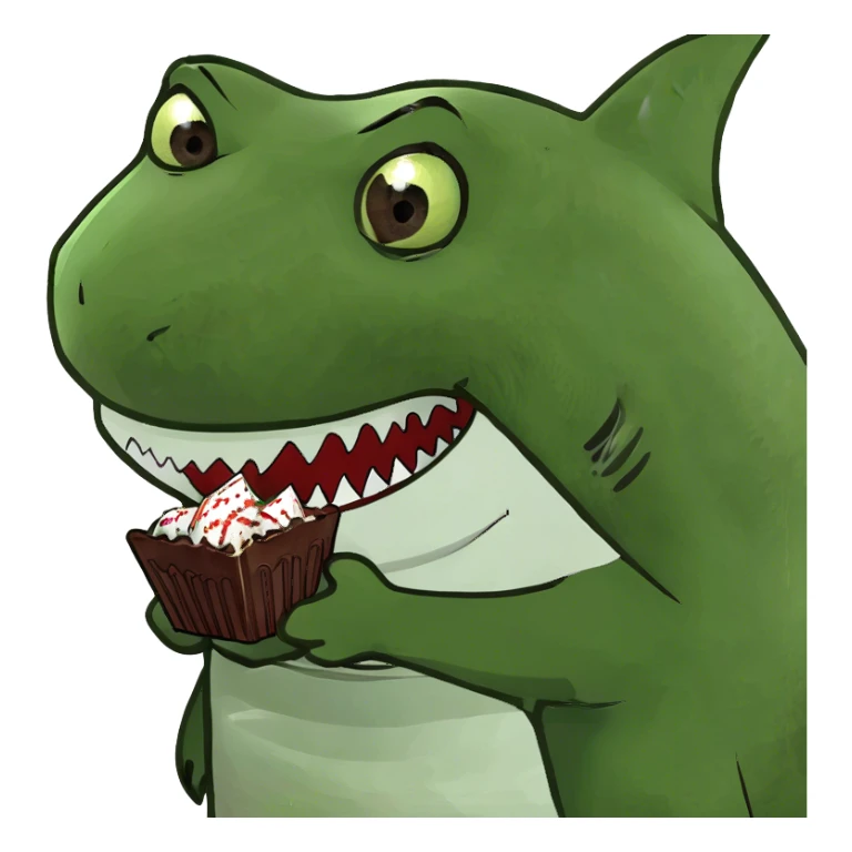 Shark eating a choklate sticker