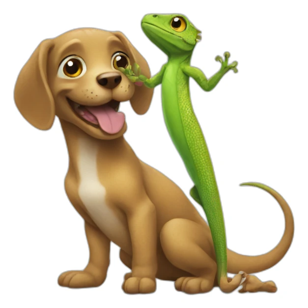 Lizard playing with dog sticker