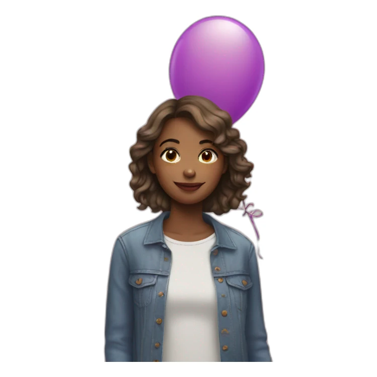 girl with balloons sticker