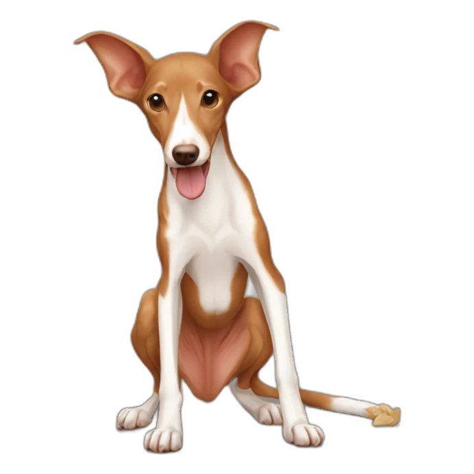 brown podenco eating sticker