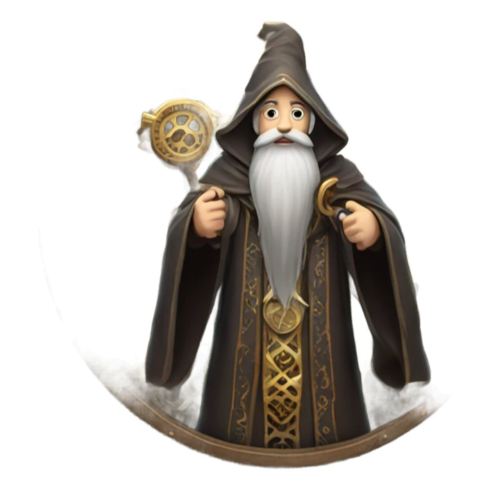 wizard holding a big clock sticker