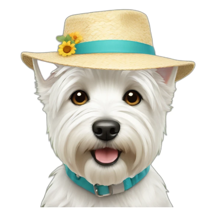 Westie with summer hat sticker