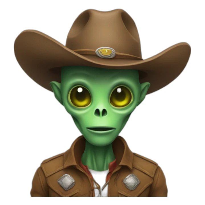 Alien with a cowboy hat sticker