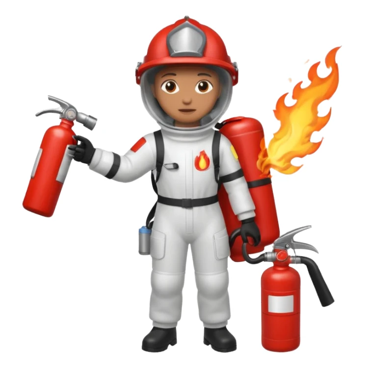 hand holding Fire extinguisher
 and puts out fire sticker