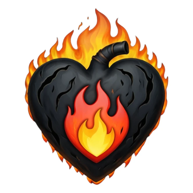 heart with black flame and shadow sticker