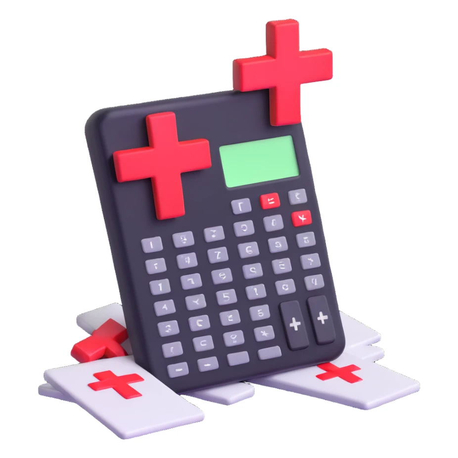broken calculator with a big red cross sticker