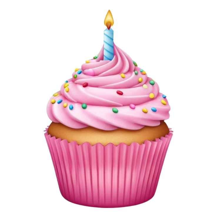 Pink birthday cupcake sticker