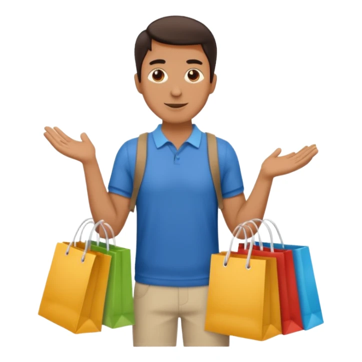 man with shopping bags sticker