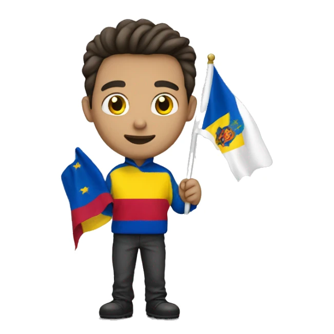 a guy holding moldovan flag in his hand sticker