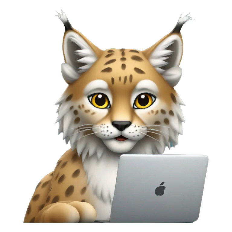 A lynx with a laptop sticker