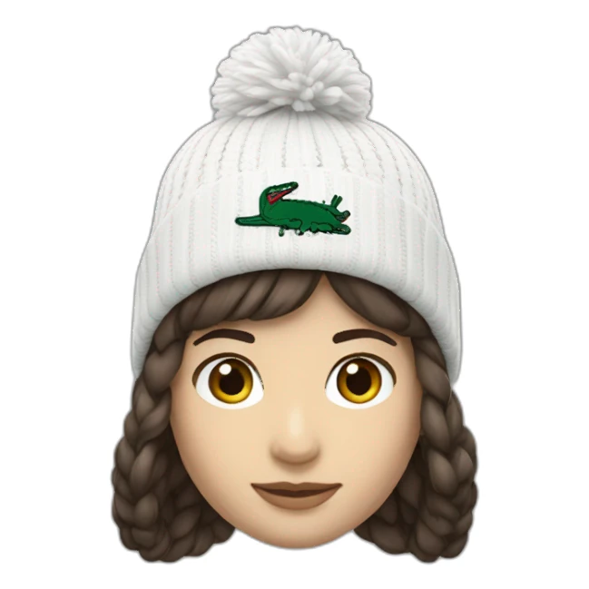 Brunette lacoste beanie with lacoste sticker