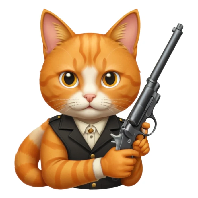 Revolver with cat holding it sticker