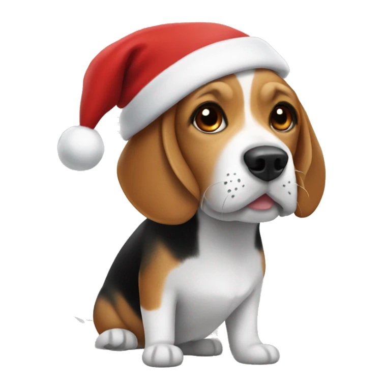 Beagle with Santa hat sticker