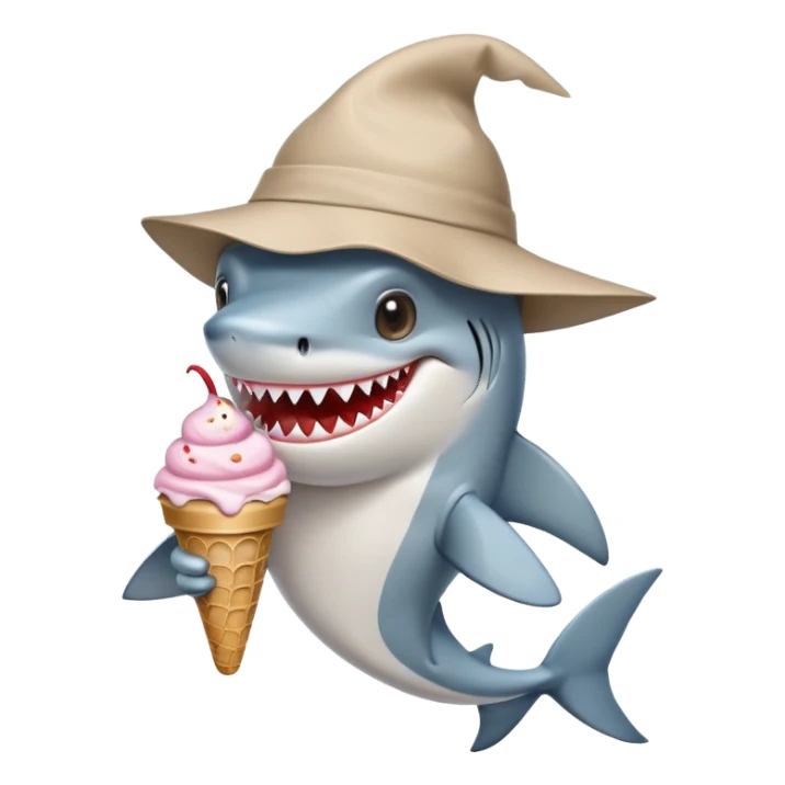 Shark with ice cream and hat sticker