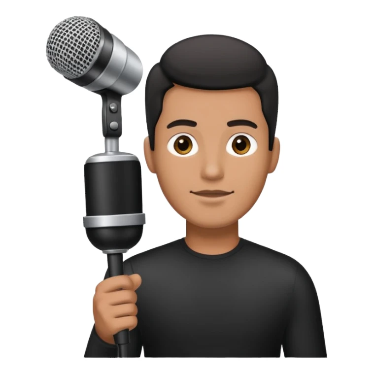 man holding a long over head boom microphone sticker