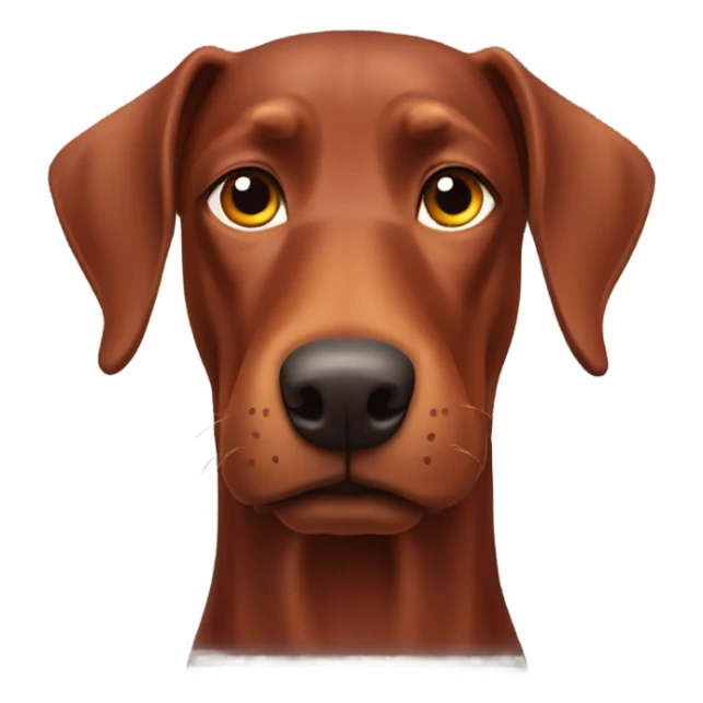 Red Doberman without cropped ears face facing front happy expression  sticker
