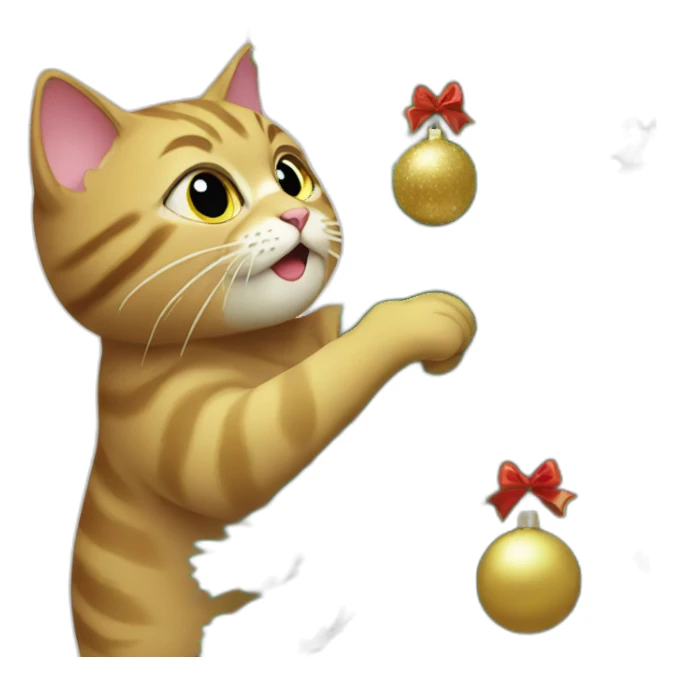 cat eating christmas tree sticker