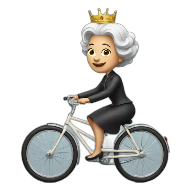 the late queen riding a bicycle sticker
