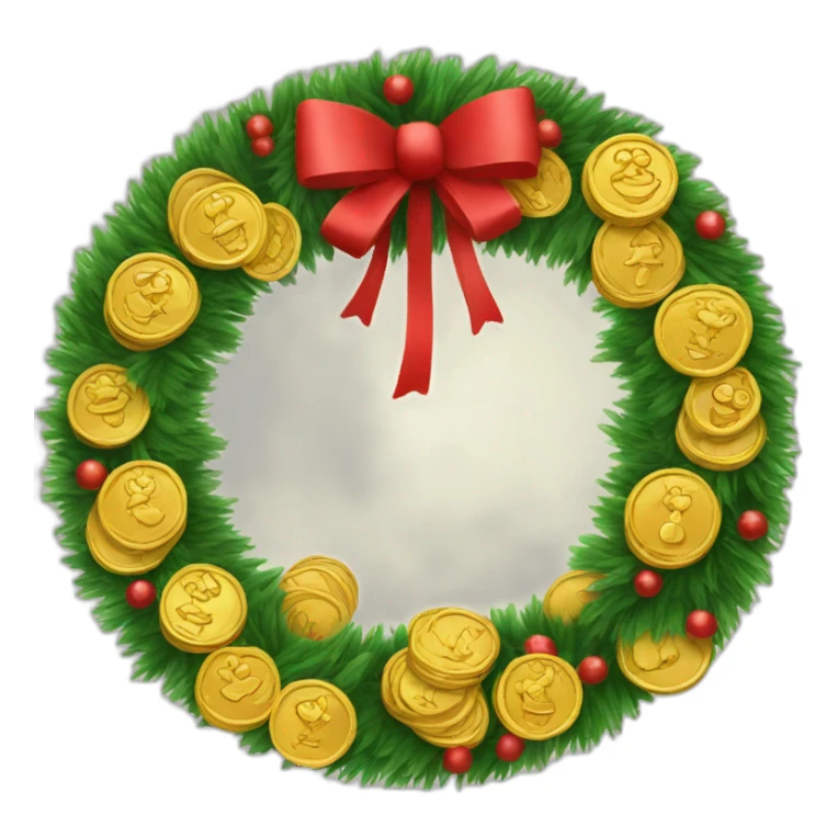 christmas coins wreath sticker